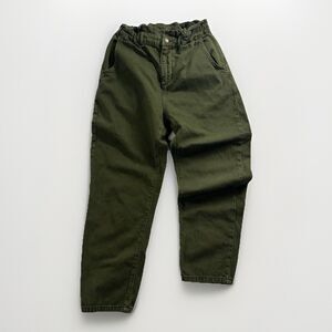 Zara Army Green (Dark Khaki) High Waisted Baggy Paperbag Jeans Women Size 4